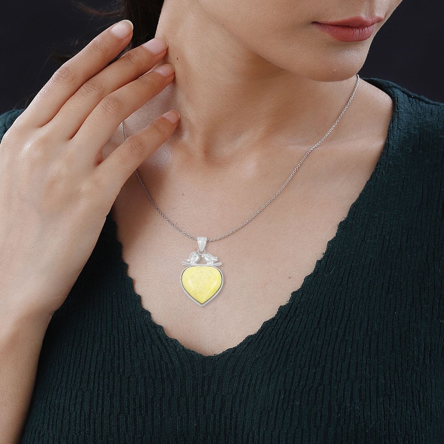 Lovebird Crystal Heart Necklace-A Token of Deep Connection