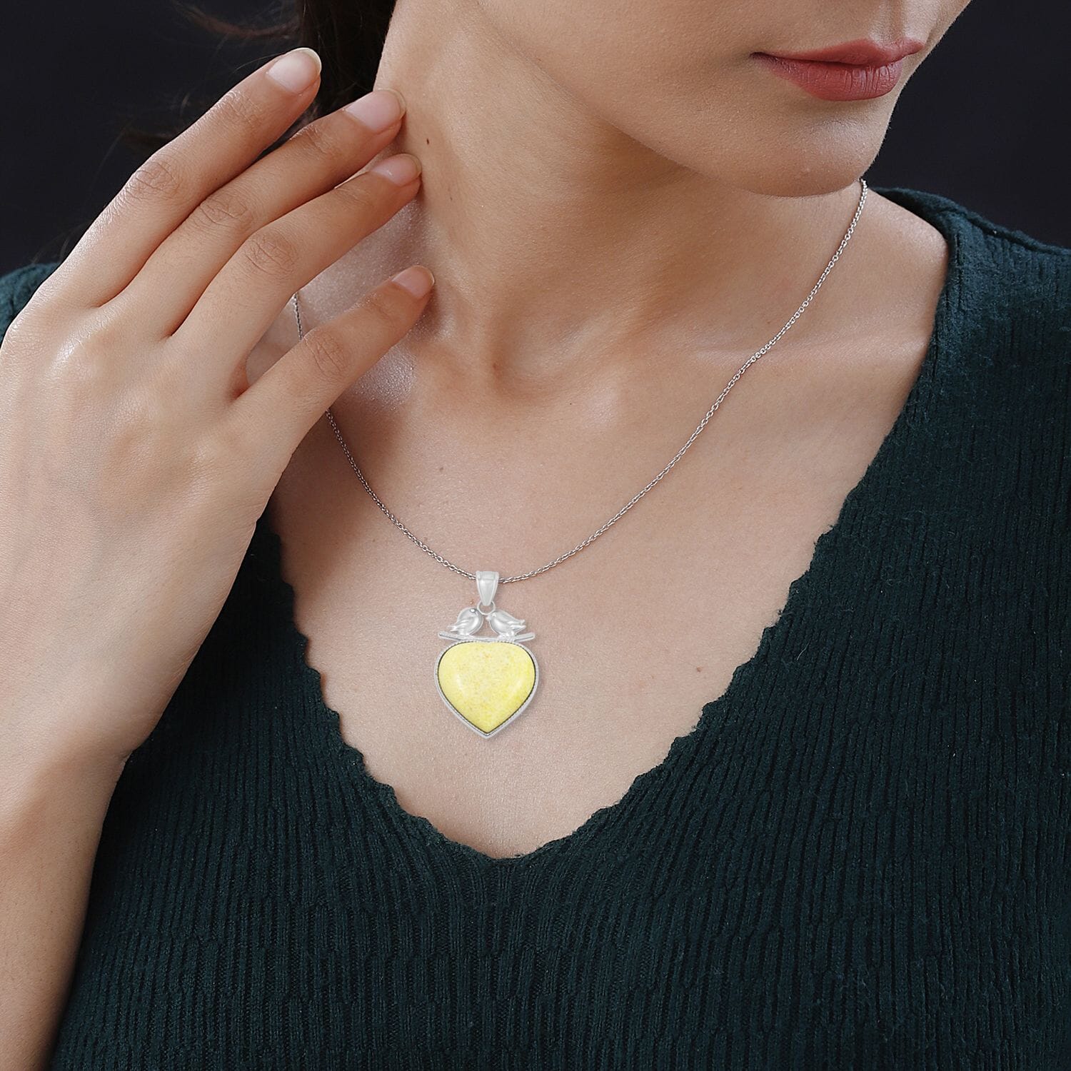 Lovebird Crystal Heart Necklace-A Token of Deep Connection