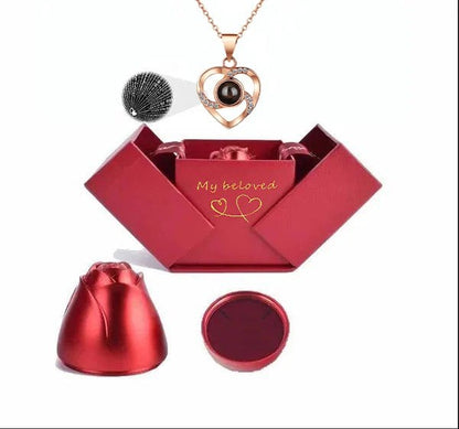 Valentine's day promotion💞 "I Love You" Roses Bloom Necklace in 100 Languages Gift Set
