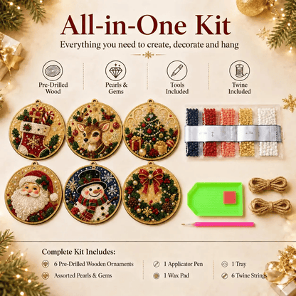 🔥Only Two-Pack for $19.98 Last Day Promotion!🎄Christmas DIY Diamond Painting Ornaments Kit (6 PCS)🎅