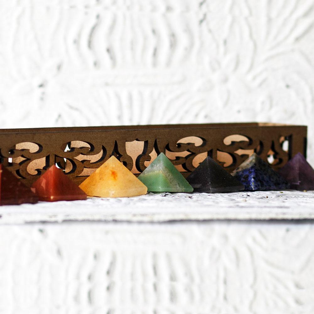 7 Chakra Crystal Pyramids Set