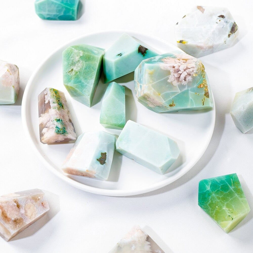 Raw Green Flower Agate Stone