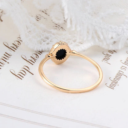 Vintage Black Agate Crystal Ring