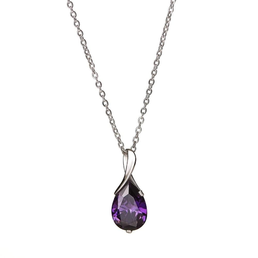 Silver Amethyst Drop Necklace