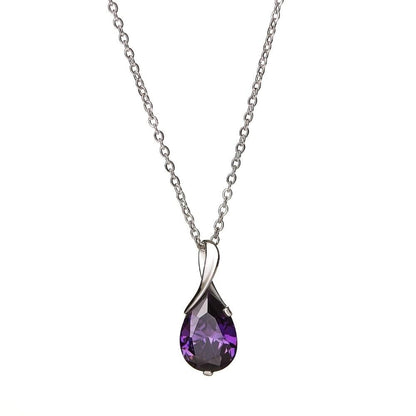 Silver Amethyst Drop Necklace