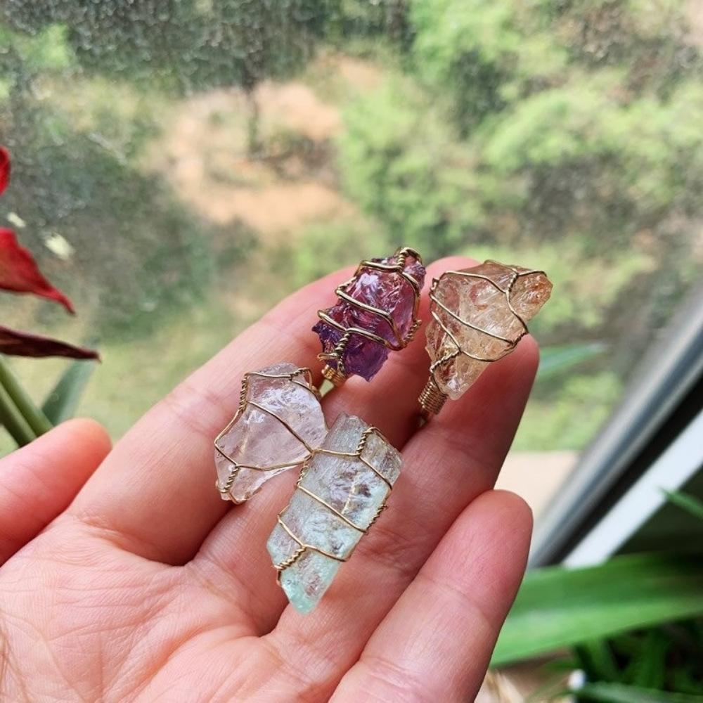 Wire Wrapped Rough Crystal Ring