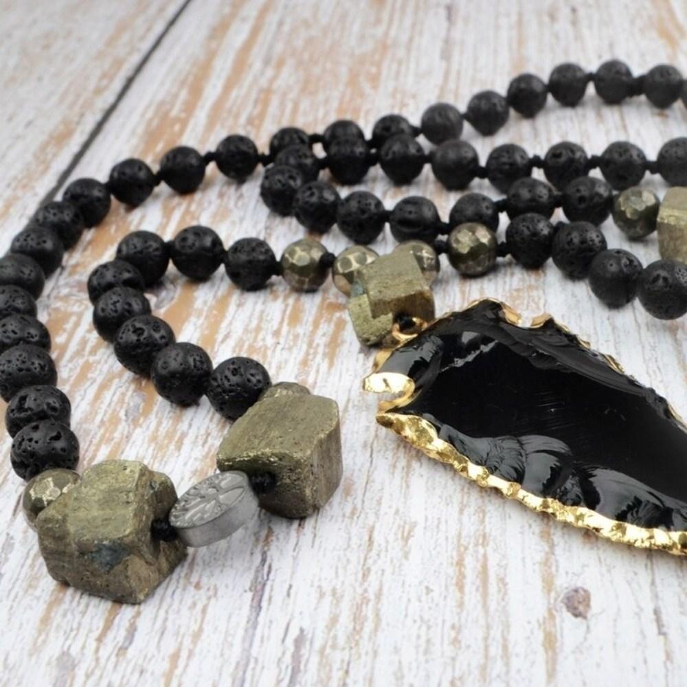 Black Obsidian Arrowhead Crystal Necklace