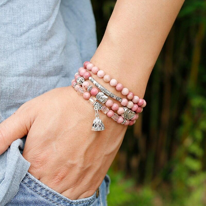 108 Natural Rhodochrosite Mala Beads