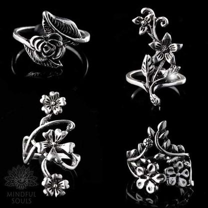 Sacred Blooming Flowers Ring Set