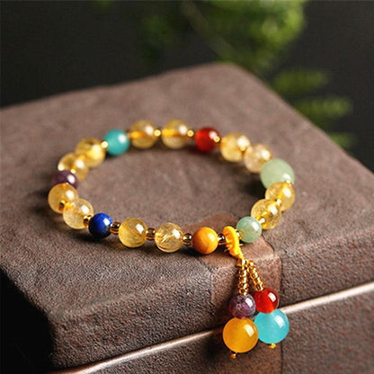 Citrine Crystal 7 Chakra Beaded Bracelet