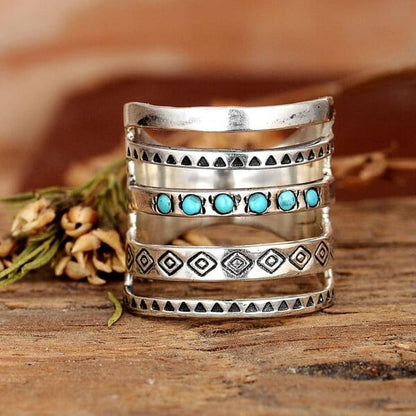 🔥Hot Sale 49% OFF🎁Sterling Silver Bohemian Openwork Carved Turquoise Ring