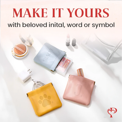 Pouchic - Personalized Snap Closure Leather Organizer Pouch