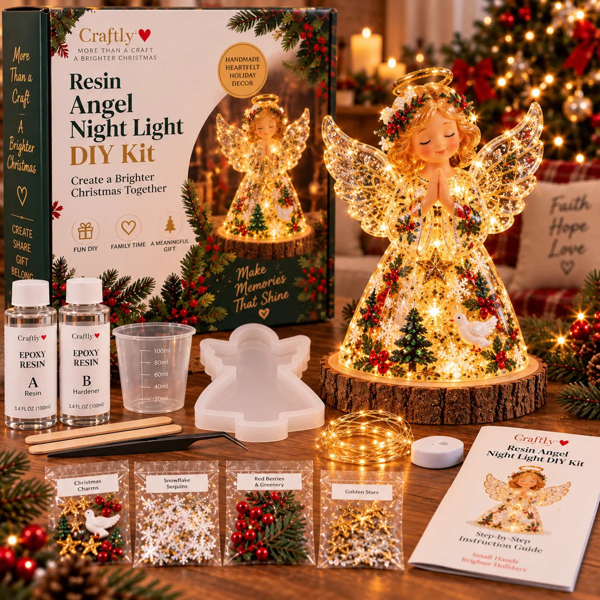 🎄Atroposcrystal DIY Christmas Tree Night Light Kit — 💕On this day filled with love, let a handcrafted glowing Christmas tree speak for your heart