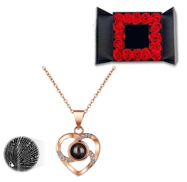 Valentine's day promotion💞 "I Love You" Roses Bloom Necklace in 100 Languages Gift Set