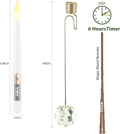 Christmas Tree Candles, 10 Pack Flameless Taper Candles for Christmas Tree Decor, Fake LED Candle Battery Operated with Remote for Xmas Wedding Home Gift with Crystal Ball Hook