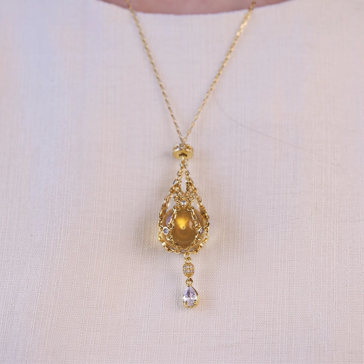AC Natural Crystal Pouch Necklace