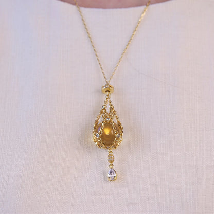 AC Natural Crystal Pouch Necklace