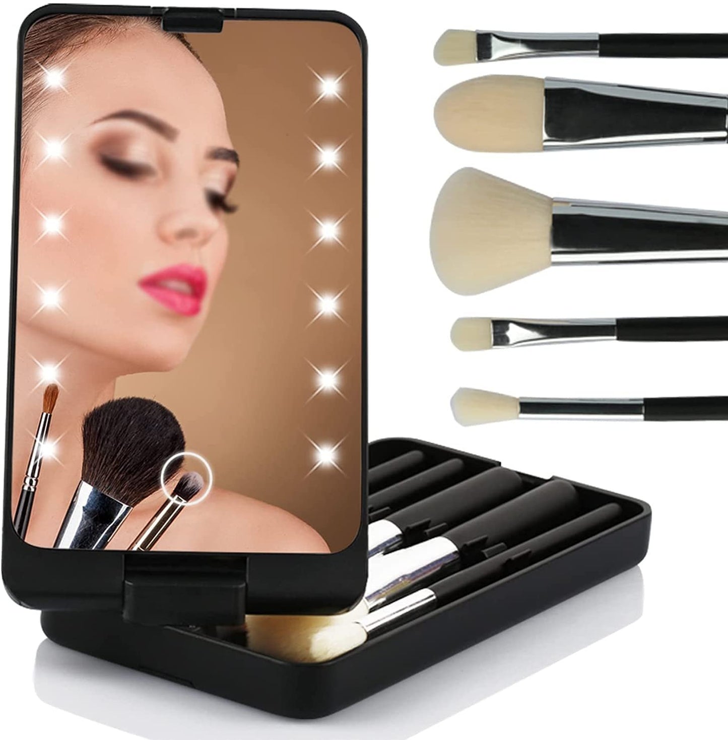 💖Hot Sale 50% OFF💖Travel Makeup Brush Set with LED light