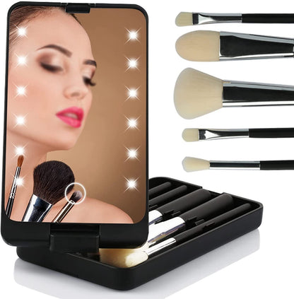 💖Hot Sale 50% OFF💖Travel Makeup Brush Set with LED light