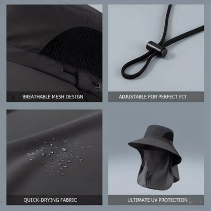 Spring/Summer Fisherman's Hat Detachable Outdoor Fishing Face Covering Neck Protection Sun Hat