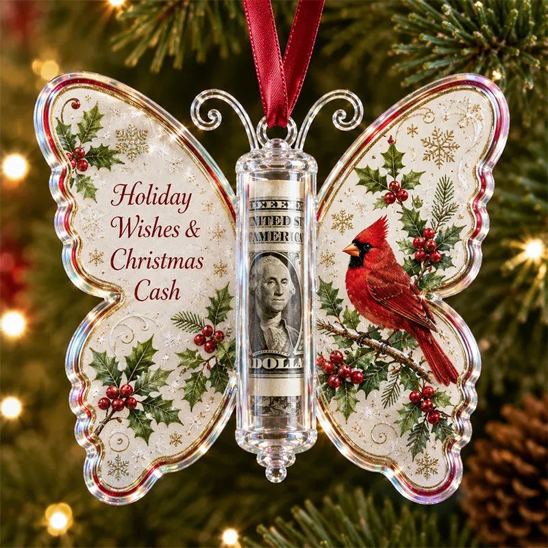 🔥Last few days - Buy One, Get One Free -🎄🦋 Christmas Cash Gift Butterfly Ornament – Holiday Money Holder Keepsake 💵✨
