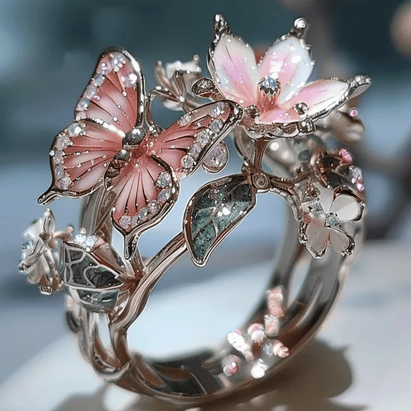 (🔥HOT SALE NOW 49% OFF) - Butterfly Flower Ring