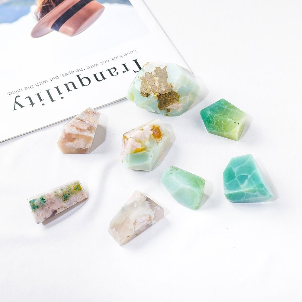 Raw Green Flower Agate Stone
