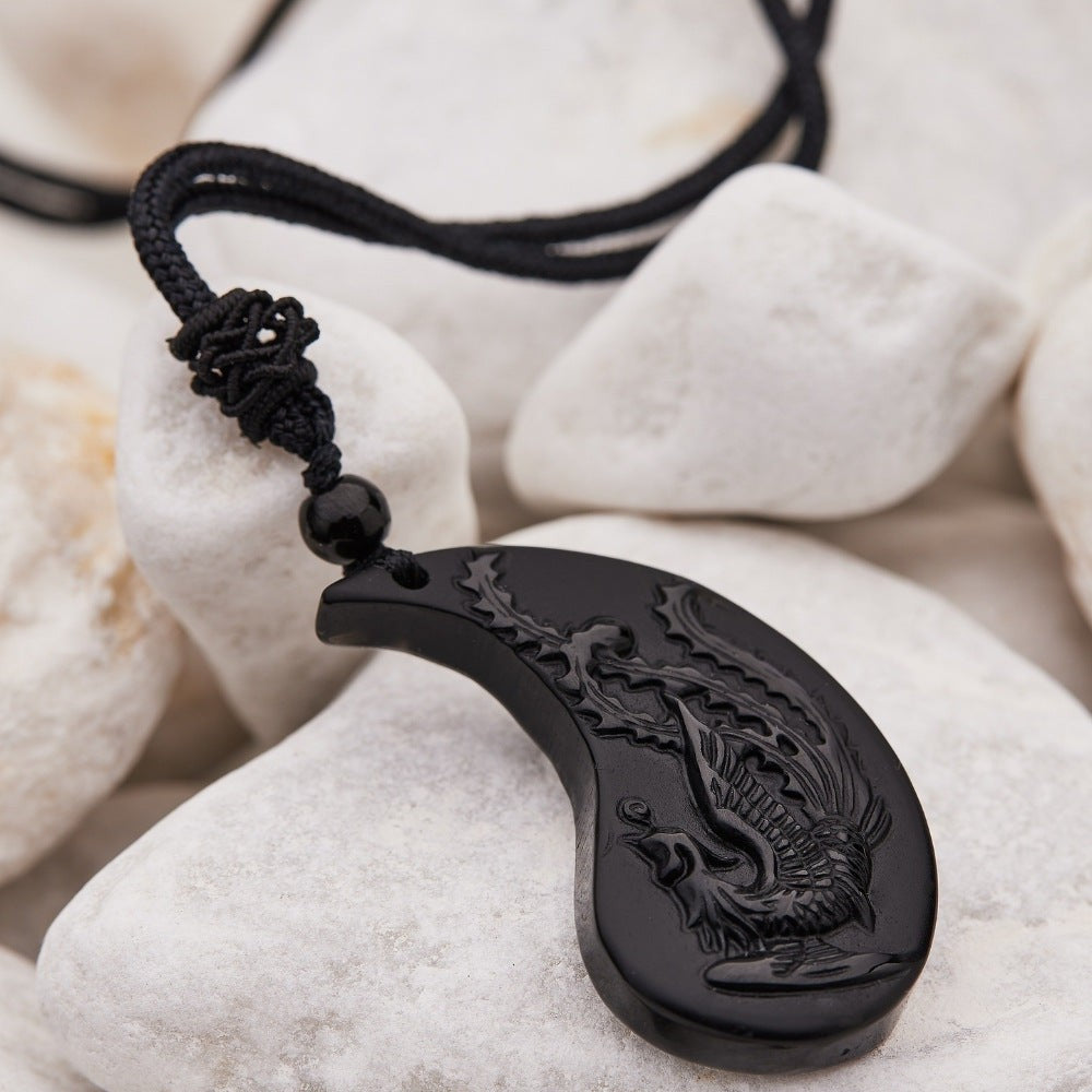 Obsidian Ying Yang Couple Matching Necklaces