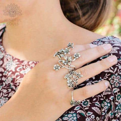 Sacred Blooming Flowers Ring Set