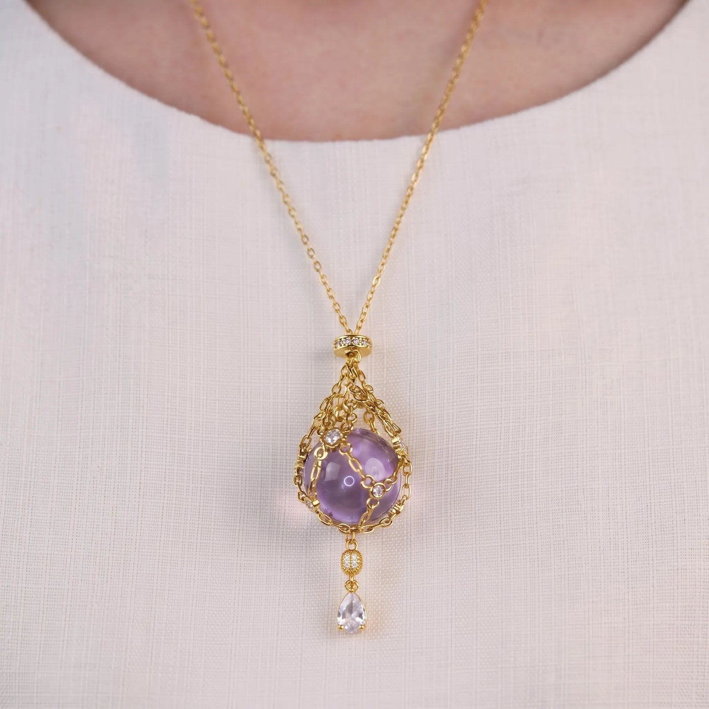 AC Natural Crystal Pouch Necklace