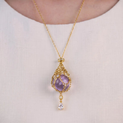 AC Natural Crystal Pouch Necklace