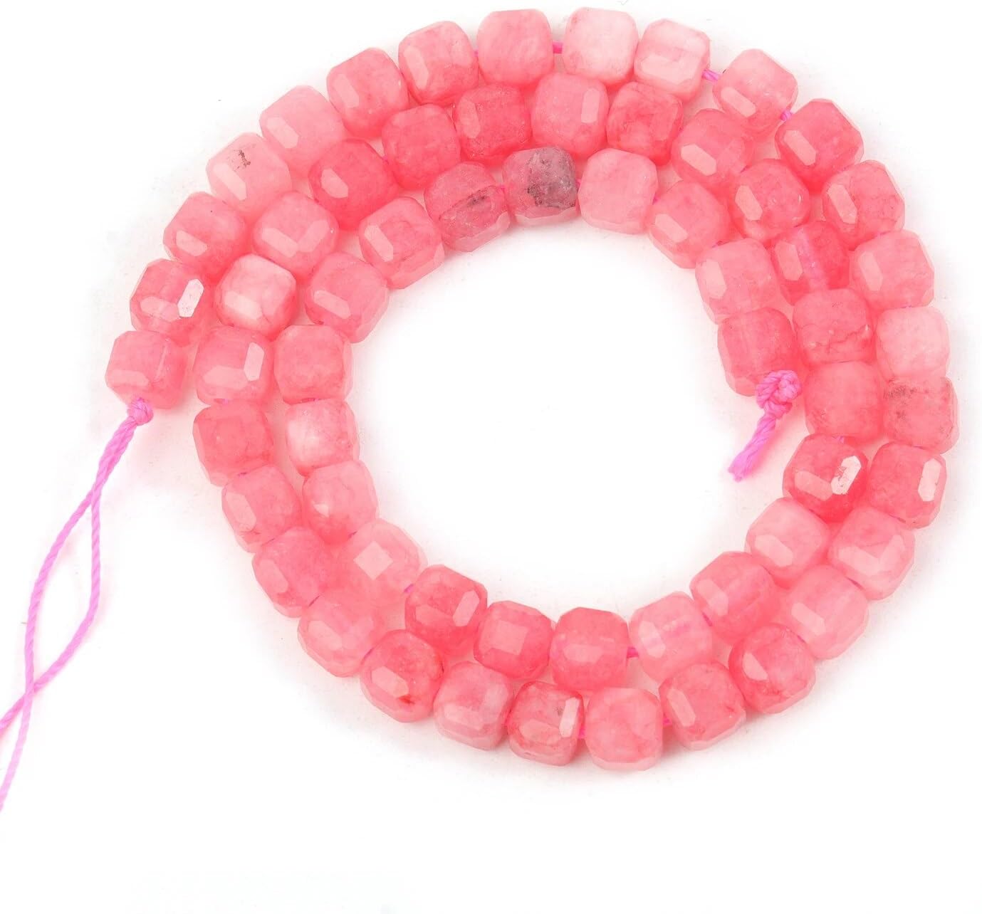 Natural Stone Faceted Cube Square 5Mm Tiger Eye Crystal Loose Spacer Beads For Jewelry Making DIY Gi Bracelets Necklace Earrings - (Color: India Agate/Size: 5Mm About 60Pcs)