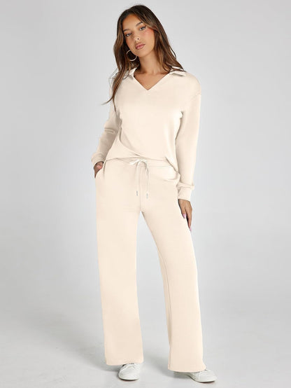 Lightweight Two Piece Polo Collar Lounge Set