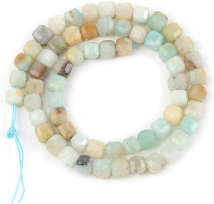 Natural Stone Faceted Cube Square 5Mm Tiger Eye Crystal Loose Spacer Beads For Jewelry Making DIY Gi Bracelets Necklace Earrings - (Color: India Agate/Size: 5Mm About 60Pcs)