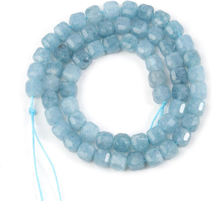 Natural Stone Faceted Cube Square 5Mm Tiger Eye Crystal Loose Spacer Beads For Jewelry Making DIY Gi Bracelets Necklace Earrings - (Color: India Agate/Size: 5Mm About 60Pcs)