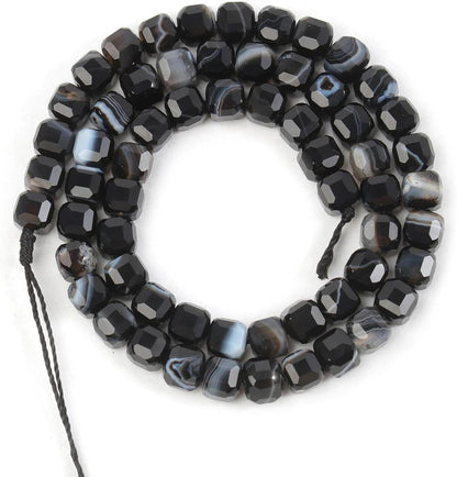 Natural Stone Faceted Cube Square 5Mm Tiger Eye Crystal Loose Spacer Beads For Jewelry Making DIY Gi Bracelets Necklace Earrings - (Color: India Agate/Size: 5Mm About 60Pcs)