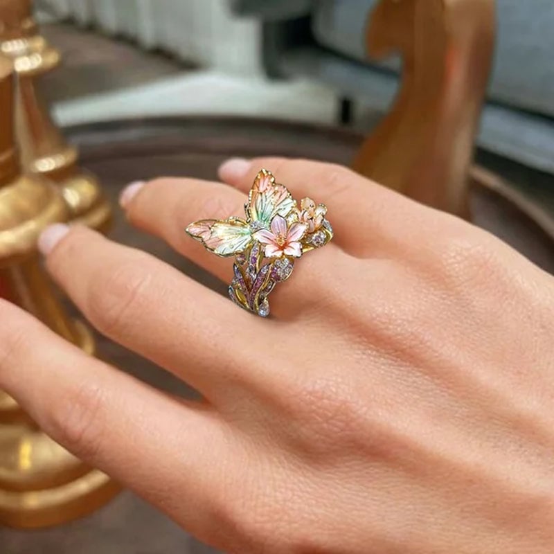 (🔥HOT SALE NOW 49% OFF) - Butterfly Flower Ring