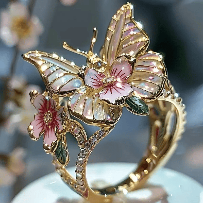 (🔥HOT SALE NOW 49% OFF) - Butterfly Flower Ring