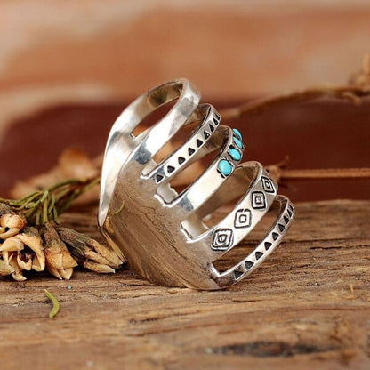🔥Hot Sale 49% OFF🎁Sterling Silver Bohemian Openwork Carved Turquoise Ring