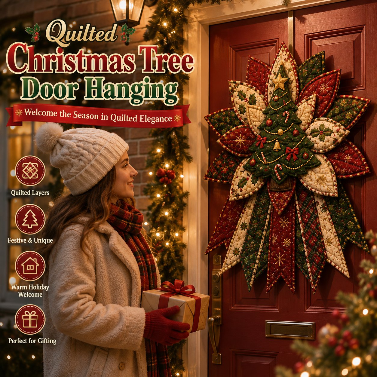 🎅🎄Beginner-Friendly Oversized Christmas Character Quilted Door Hanger Sewing Kit | Complete Kit with All Tools & Step-by-Step Guide Included 💕