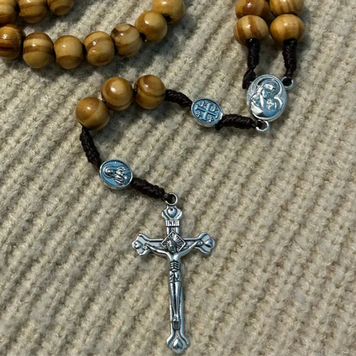 Handmade Olive Wood Rosary With Holy Soil