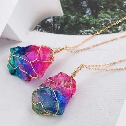Rainbow Aura Quartz Necklace