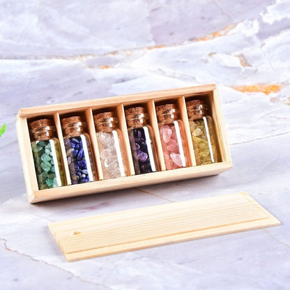 Natural Gemstone Glass Bottle Decor Set