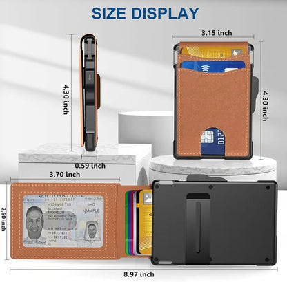 🔥Last Day 49% OFF🔥Wallet for Men - with Pop Up Aluminum Case Money Clip Slim Leather Slots Credit Card Holder Bifold Minimalist Wallet