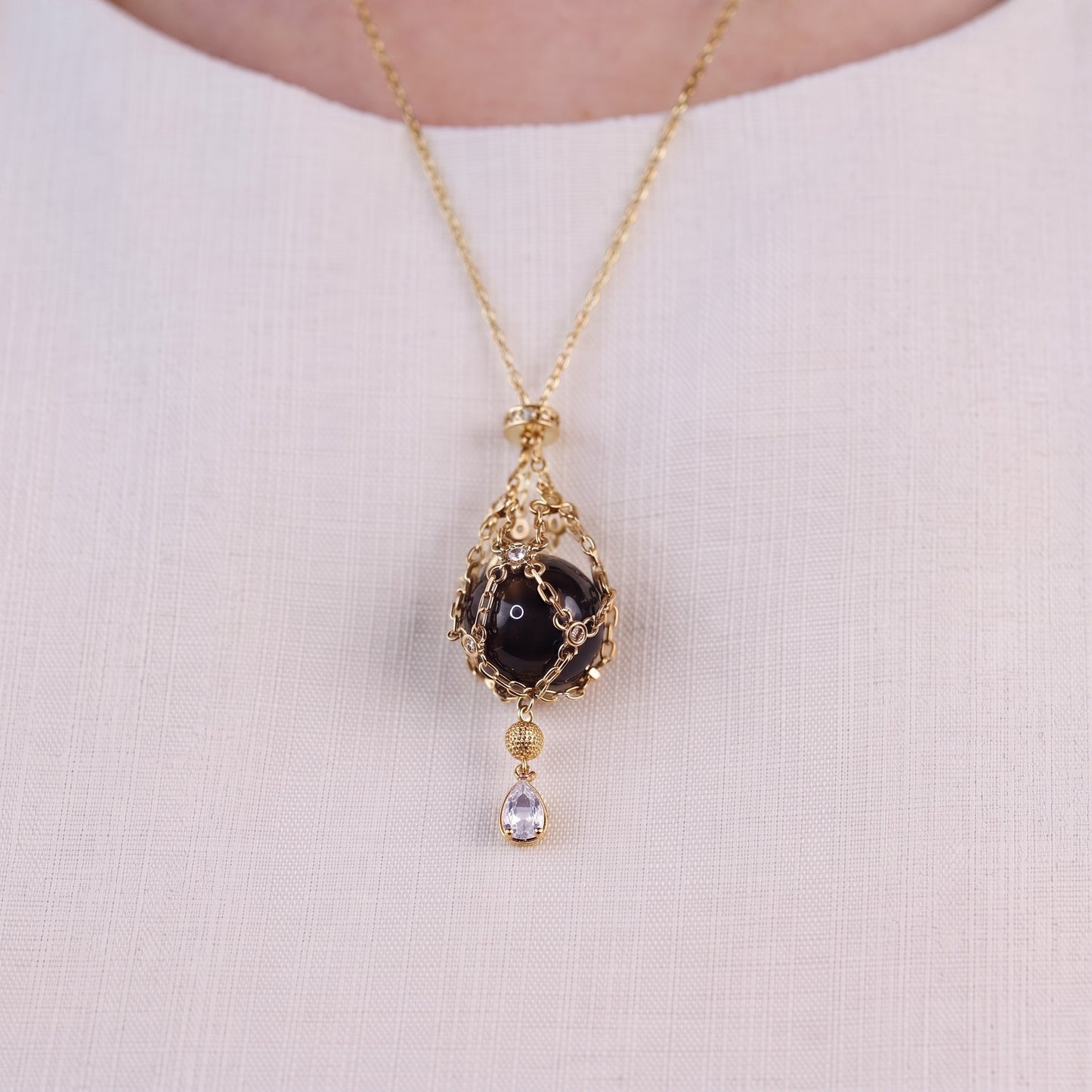 AC Natural Crystal Pouch Necklace