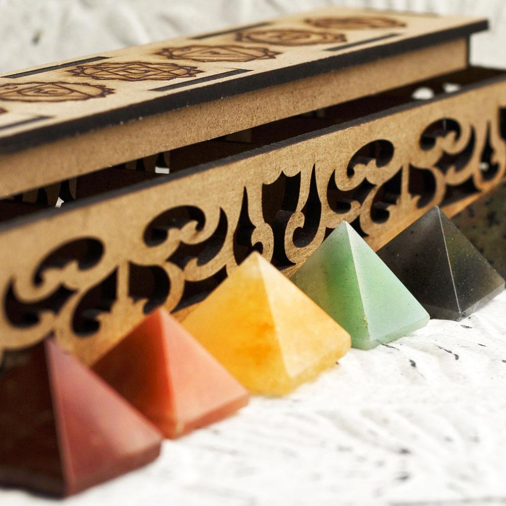 7 Chakra Crystal Pyramids Set
