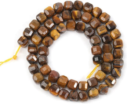 Natural Stone Faceted Cube Square 5Mm Tiger Eye Crystal Loose Spacer Beads For Jewelry Making DIY Gi Bracelets Necklace Earrings - (Color: India Agate/Size: 5Mm About 60Pcs)