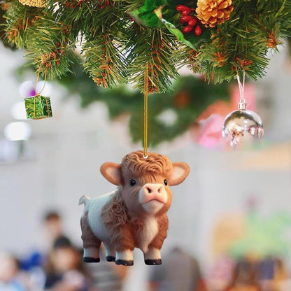 Cartoon Cattle Cow Decorative Hanging Ornament Cute Car Pendant Acrylic Cow Pendants Tree Ornament Decorations for Cars Backpacks Home Tree Windows Walk Decor(H-NO.9)