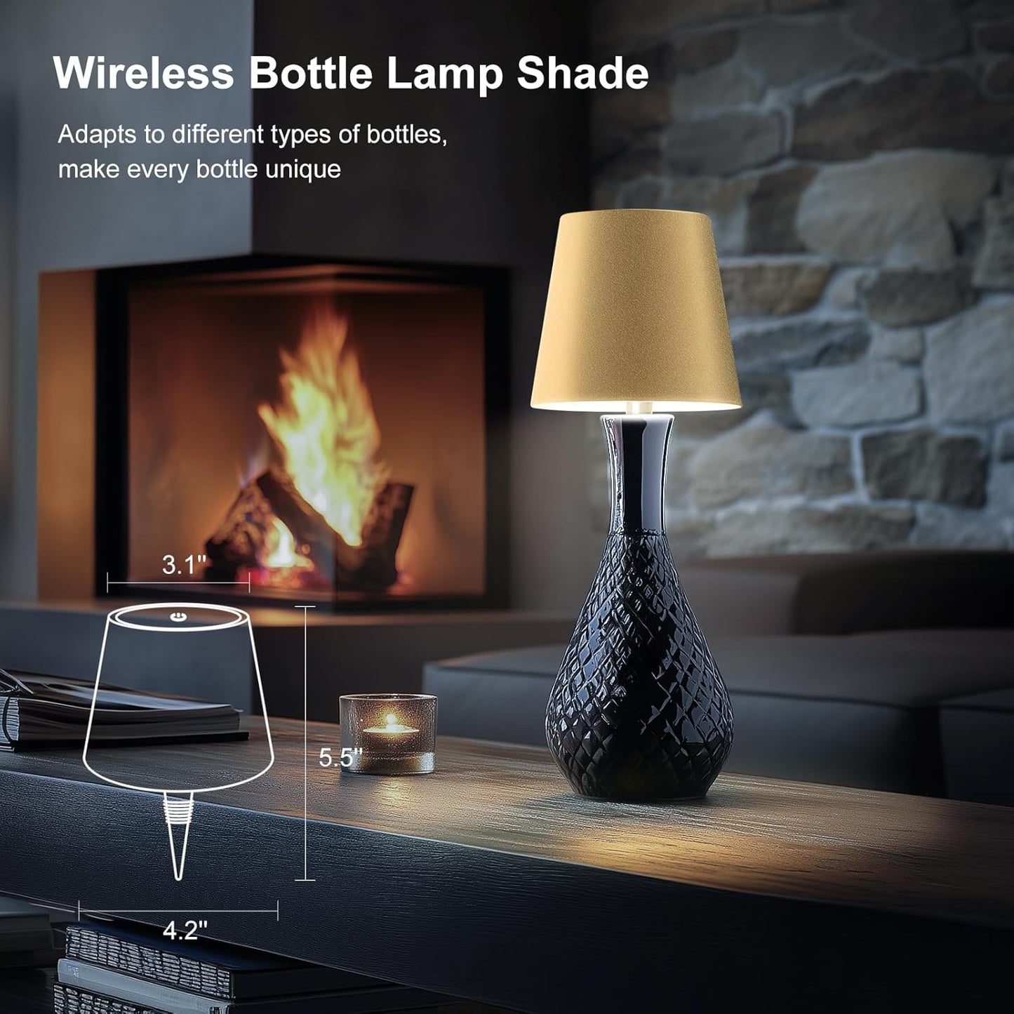 Wireless Bottle Lamp, New 3 Color Rechargeable Wine Bottle Lights for Bars Restaurants (White, 1pc)