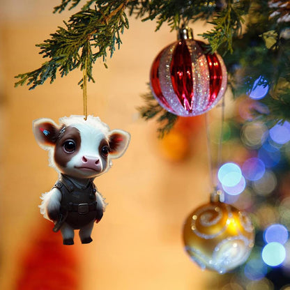 Cartoon Cattle Cow Decorative Hanging Ornament Cute Car Pendant Acrylic Cow Pendants Tree Ornament Decorations for Cars Backpacks Home Tree Windows Walk Decor(H-NO.9)